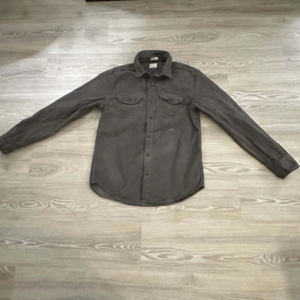 J. Crew Corduroy Button-Up Shirt Size M Slim Gray Long Sleeve